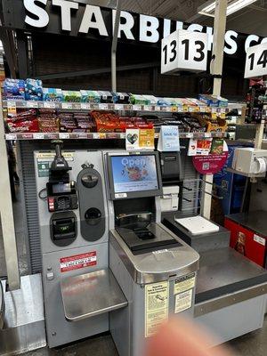 Friendly robot cashiers.