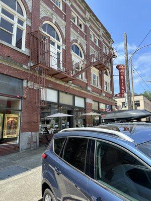 Shop in the corner of this building.