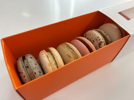 Macarons. (Earl grey, coconut, coffee, raspberry, vanilla, caramel)