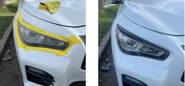 BEFORE AND AFTER ON FOGGY HEADLIGHTS.