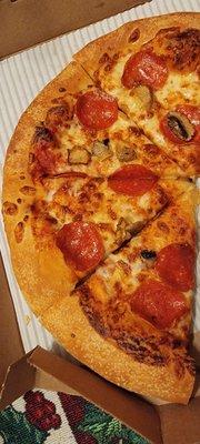 Pizza Hut pepperoni and mushrooms