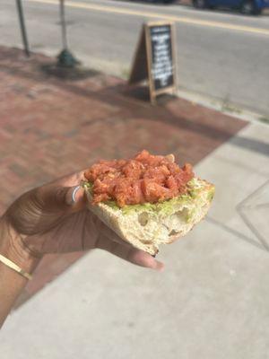 Spicy tuna avocado toast