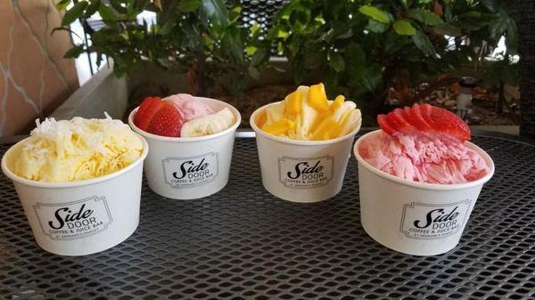 Saved Ice Cream in passion fruit, strawberry banana, strawberry and mango