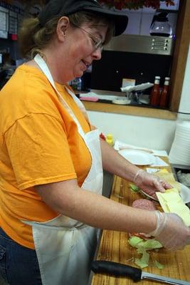 Stephanie making tasty subs!