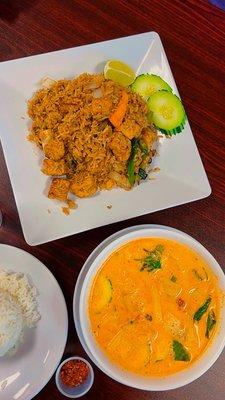 Red curry, basil fried rice