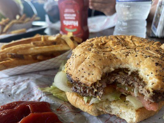 Cheeseburger and fries