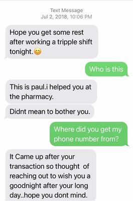 Pharmacy Technician stole my number