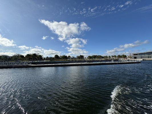 On a clear day, a water taxi is a great way to see Downtown Tampa's Riverwalk.