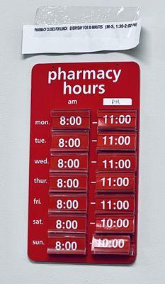 CVS Indoor-posted Pharmacy Hours