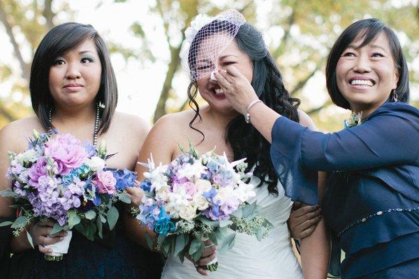 Bride tears up during ceremony at Livermore, Ca winery wedding.