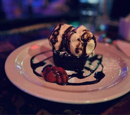 Moist Chocolate cake with vanilla ice cream