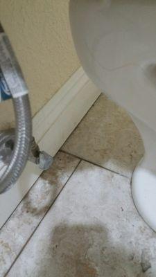 Dirty floor and water leak (smaller leak, the other side was worse)