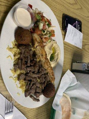 Lamb & Beef Shawarma Chicken Kabob Dinner. Wow!!