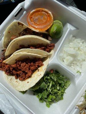 Al pastor and carne asada tacos