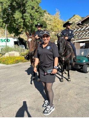 Found some horses at the golf course to take this perfect shot. Strange things like this happen to me all the time.