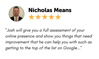 A 5 Star Review for showing a roofing business details about why they're not showing up in search results and losing many customers online.