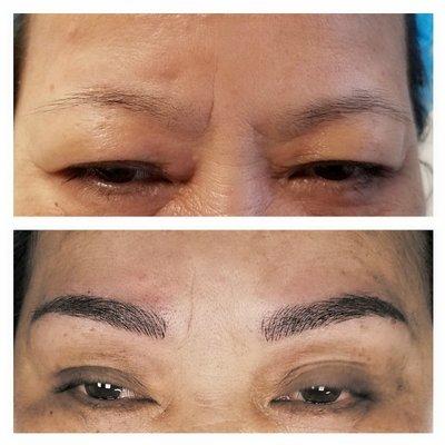 Microblading on spare eyebrows