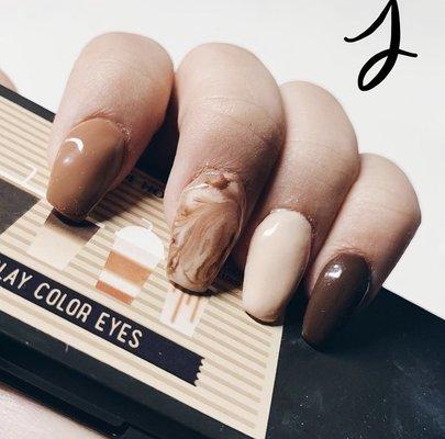 Brown Marble Nails by Trinity