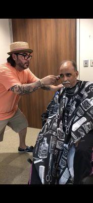 Richard giving dad a haircut