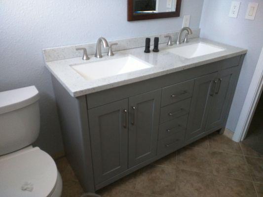 Upgraded a single sink vanity to a double.