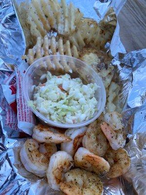 Grilled shrimp and fries