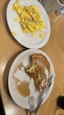 3 egg scramble & short stack