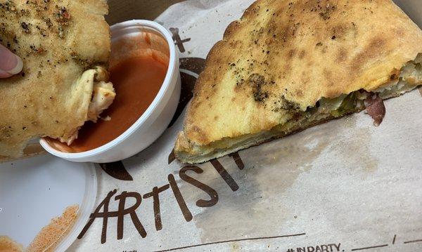 Buffalo chicken calzone