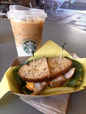 Roasted Turkey Sandwich with Iced Caramel Macchiato