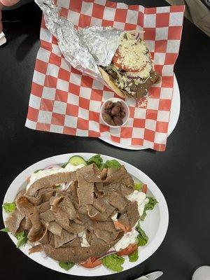 Gyro Salad and Gyro Deluxe