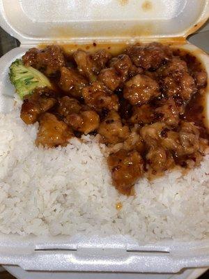 General Tso's Chicken (i asked for it extra spicy and still had to add a lot of chili oil)