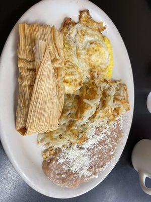 Red tamale and eggs