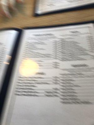 Menu bad photo but menu large and very nice !