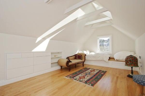 Building storage into wall space, in attics, is a clever way to get more out of hard-to-reach spaces.