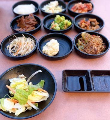 Banchan - 9+ side dishes. Lettuce + ssamjang (fermented soybean paste) are by request.