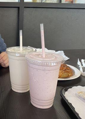 Vanilla and strawberry milkshake