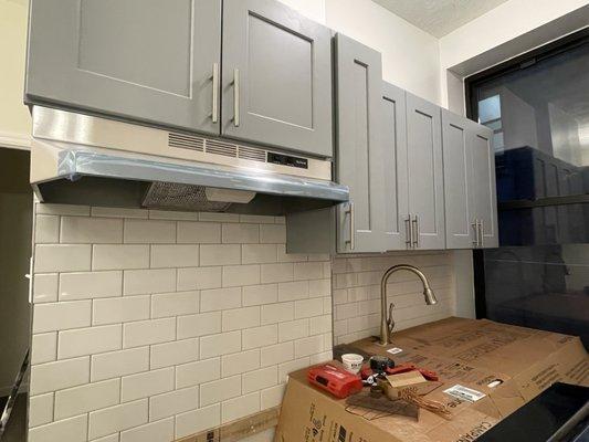 Subway tile backsplash