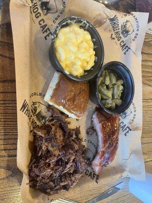 Two meat combo with brisket and ribs.