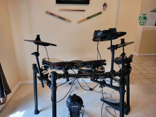 My Alesis  Nitro max 8-piece electronic drum set.