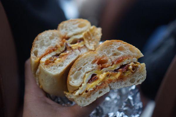 Bacon, egg and cheese. Warm, easy and fast!