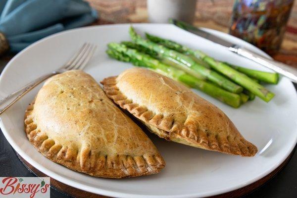 Flaxseed Meatpie paired with Steamed Asparagus