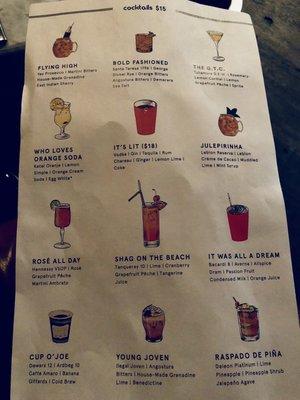 Drink menu 2019