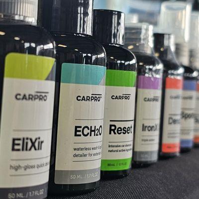 Fully stocked with premium car care supplies from CarPro, Gtechniq, Microfiber Madness, and more!