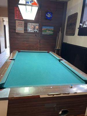 Pool tables.