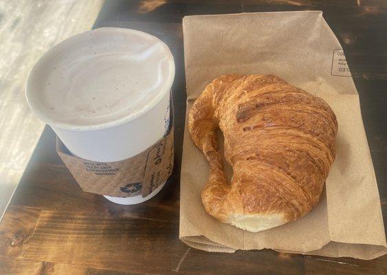 Plain Croissant and Hot Chocolate