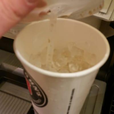 A view of how much ice was in my cup instead of beverage.  A bit of a rip off if you ask me.