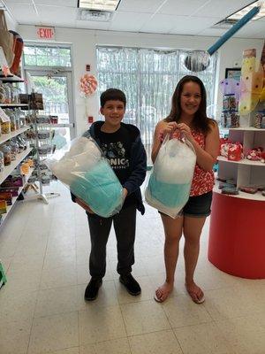 Gigantic bags of fresh, made on-site cotton candy