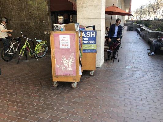 Book carts outside.