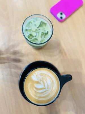 Ice matcha and a yummy coffee