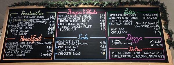 Menu...Great sandwiches , Ask for the Steak n Cz