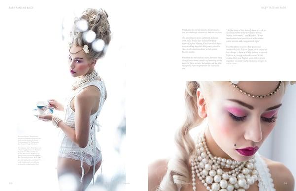 Magazine spread with makeup work by Ally Triolo